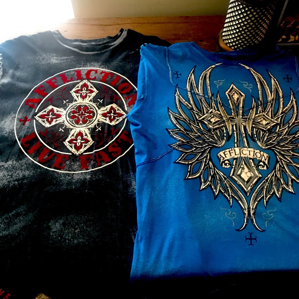 2 Men’s Affliction Shirts